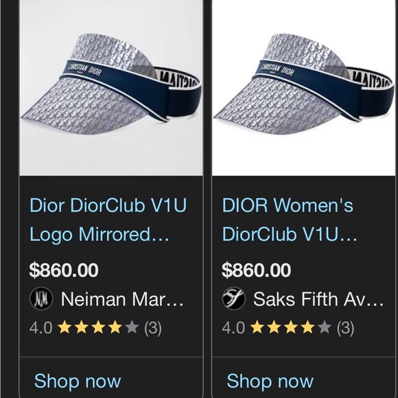 Dior Black and Gray Monogram Visor